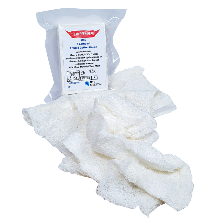 Military Style Trauma Absorbent Gauze Z / S Fold style compressed